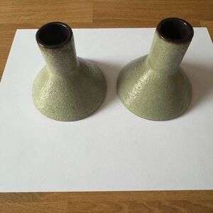Jonathan Adler Green Candle Holders/bud vases (pair)